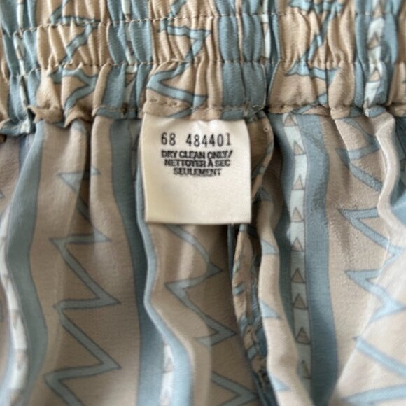 Alfred Sung 100% Silk Cropped Pants Blue Tan and White Strip Tribal Design SZ 14 - Picture 5 of 8